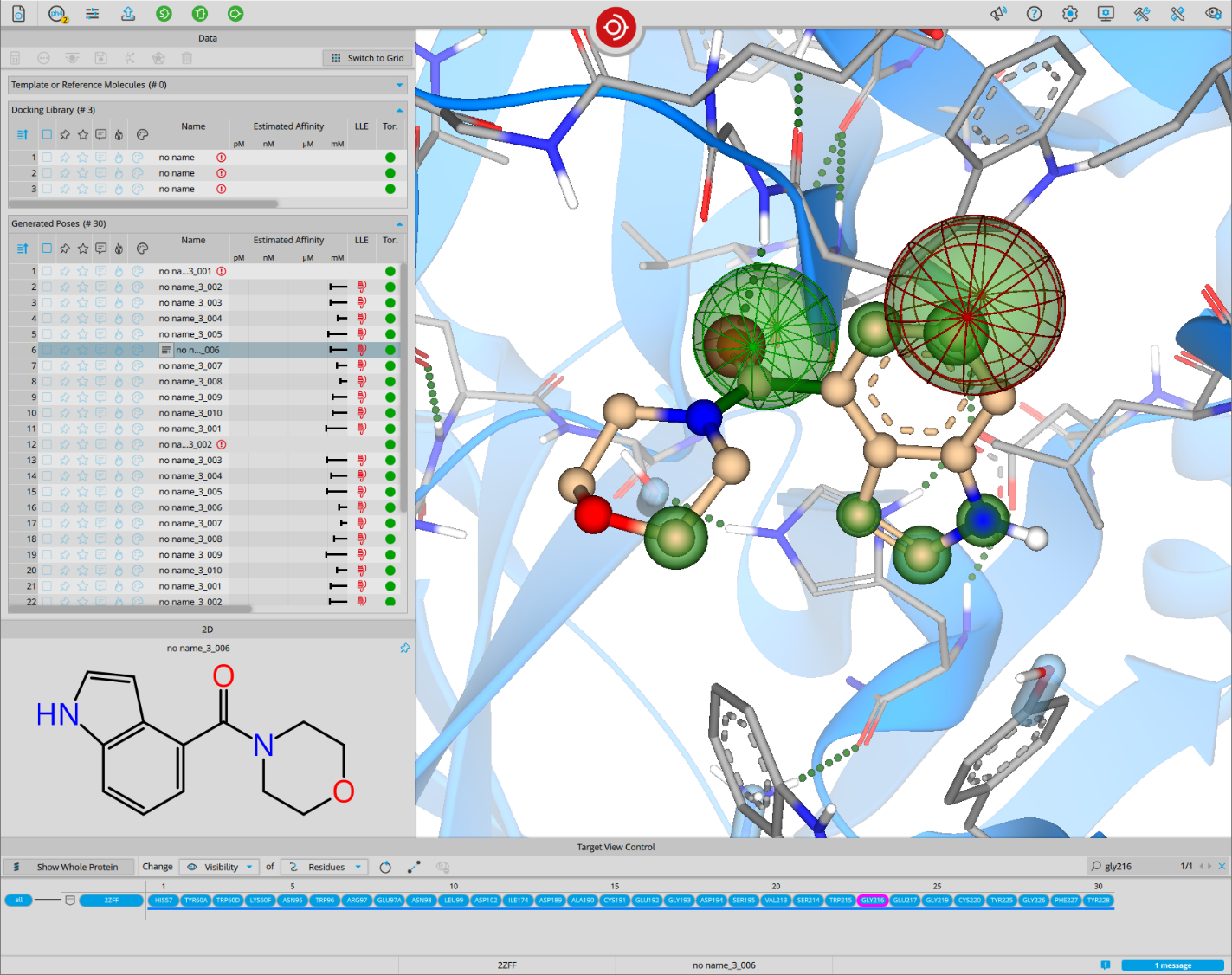 HYDE 打分 — 绿色有利/红色不利的原子级可视化