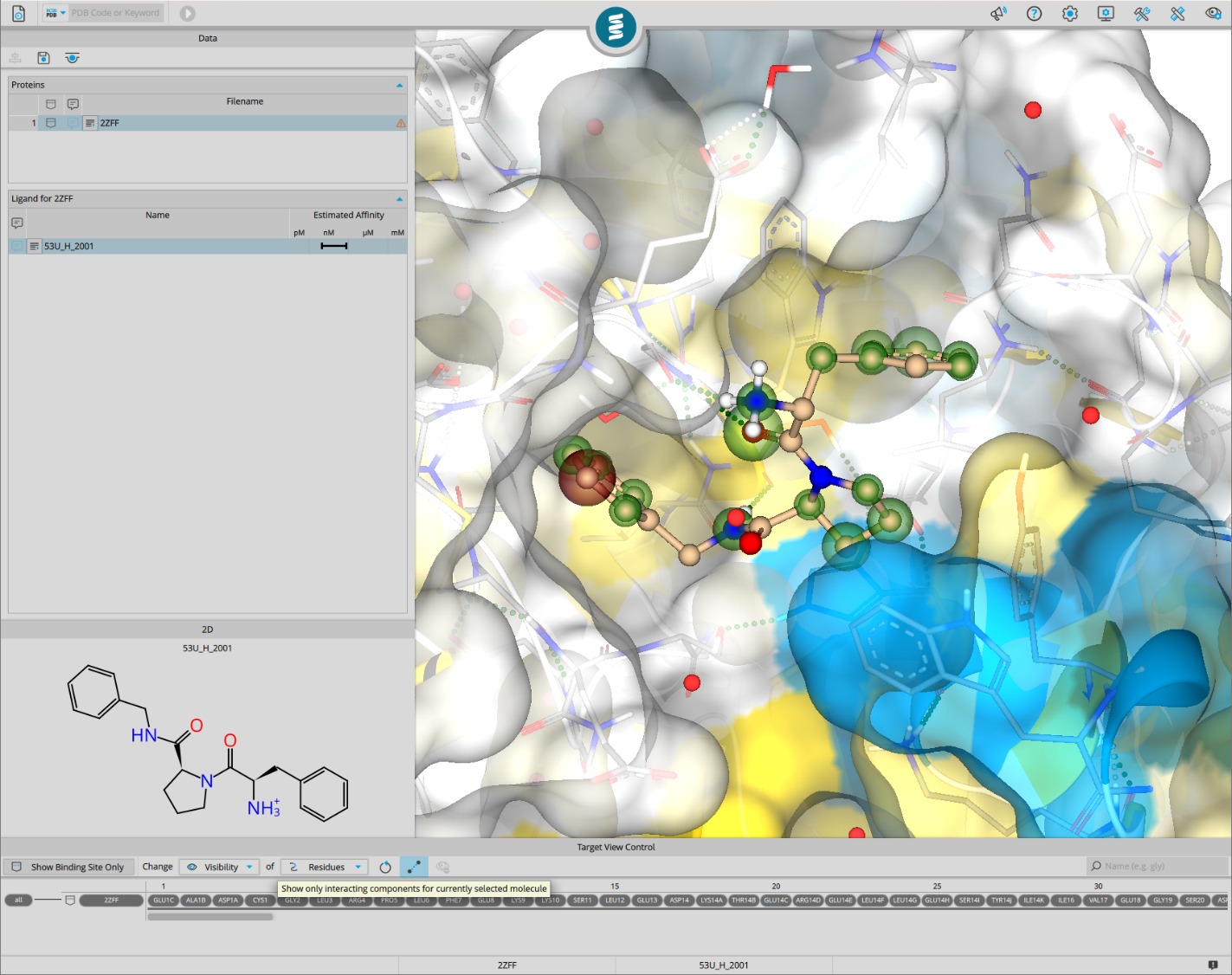 SeeSAR 用户界面 — HYDE 原子级打分可视化